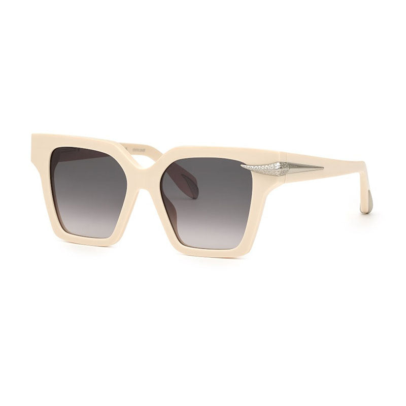 Roberto Cavalli Sunglasses Square Full Rim, Cream Beige Frame and Grey Gradient Lens SRC002S09X7