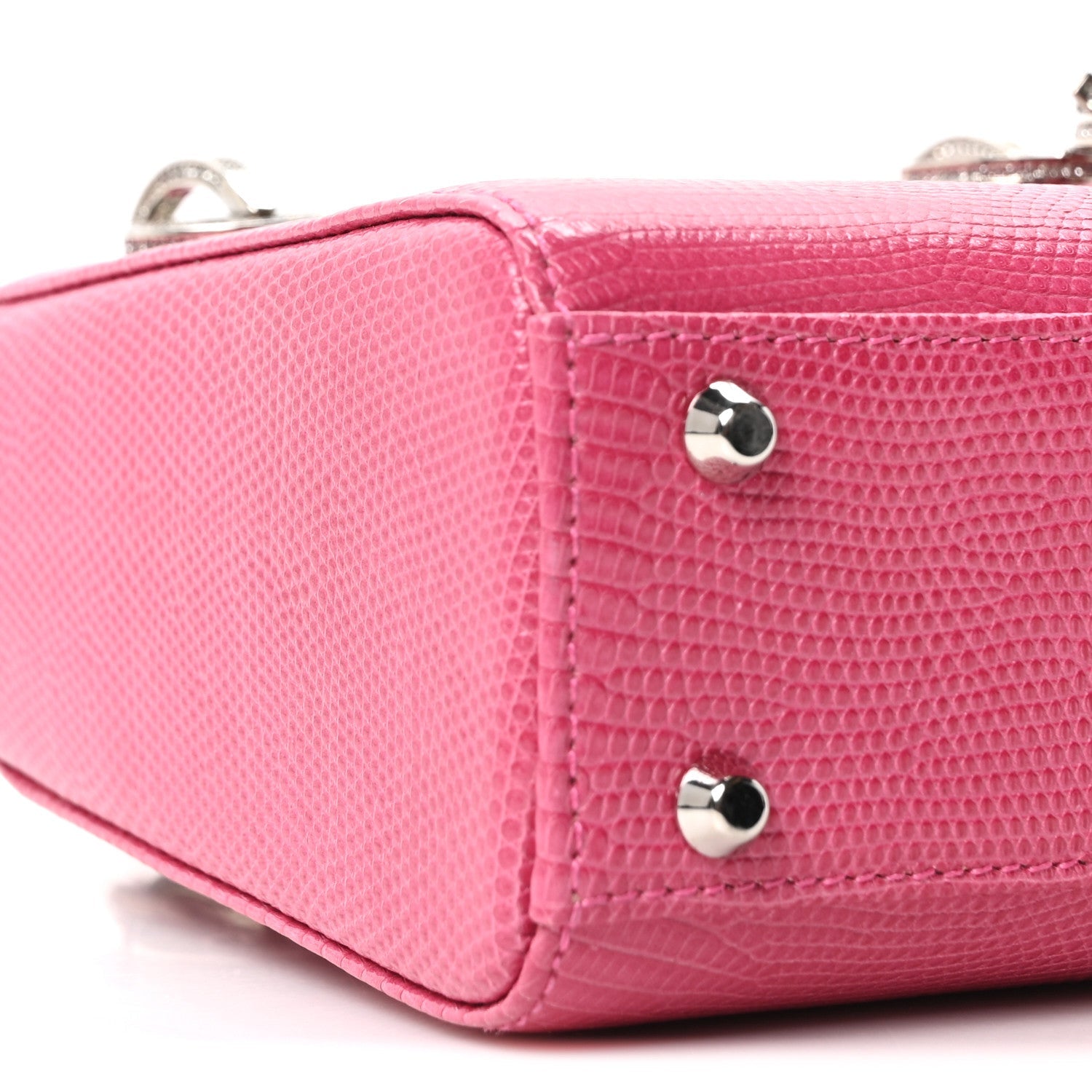 Lizard Swarovski Crystal Mini Lady Dior Dark Pink