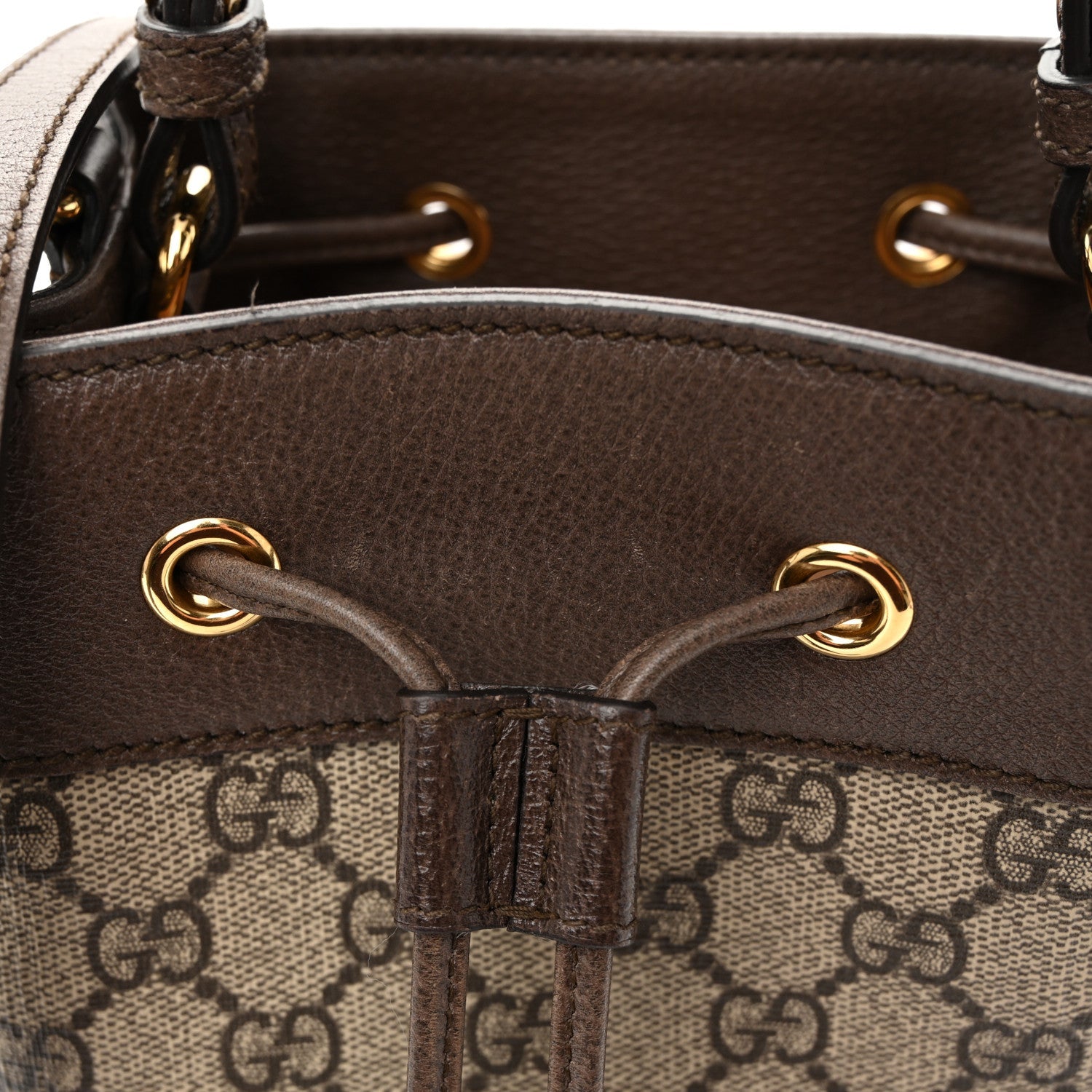 GG Supreme Monogram Web Small Ophidia Bucket Bag Brown