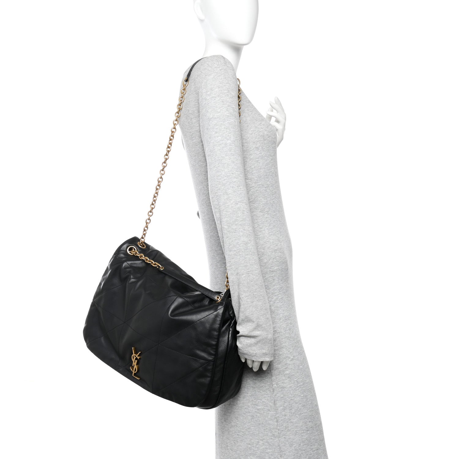 Lambskin Matelasse Monogram Large Jamie 4.3 Black