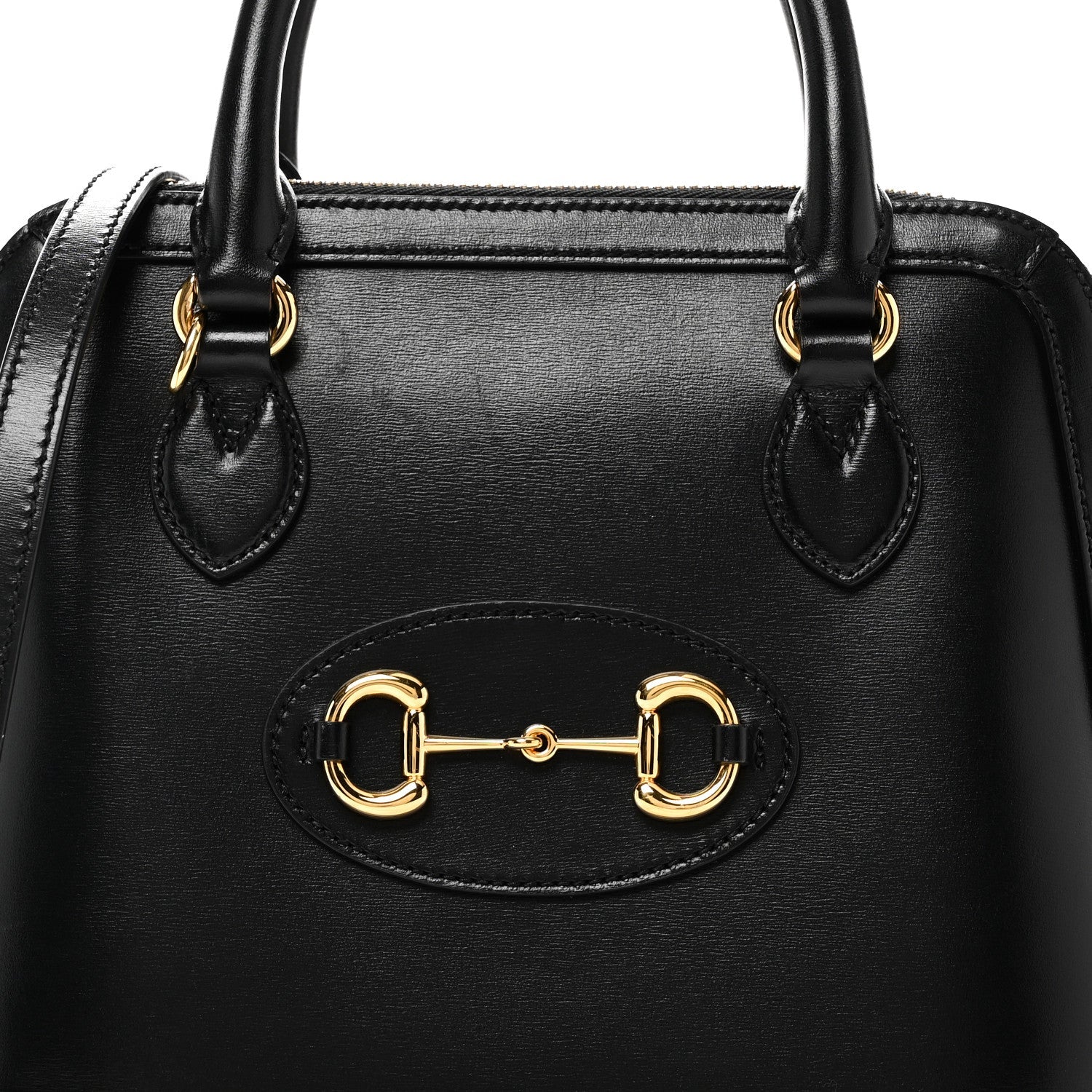 Boarded Plutone Calfskin Small Horsebit 1955 Top Handle Bag Black