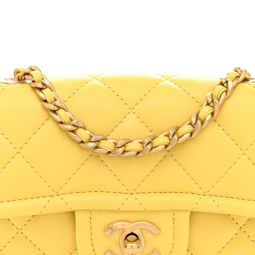 Caviar Quilted Mini Sweet Classic Flap Yellow