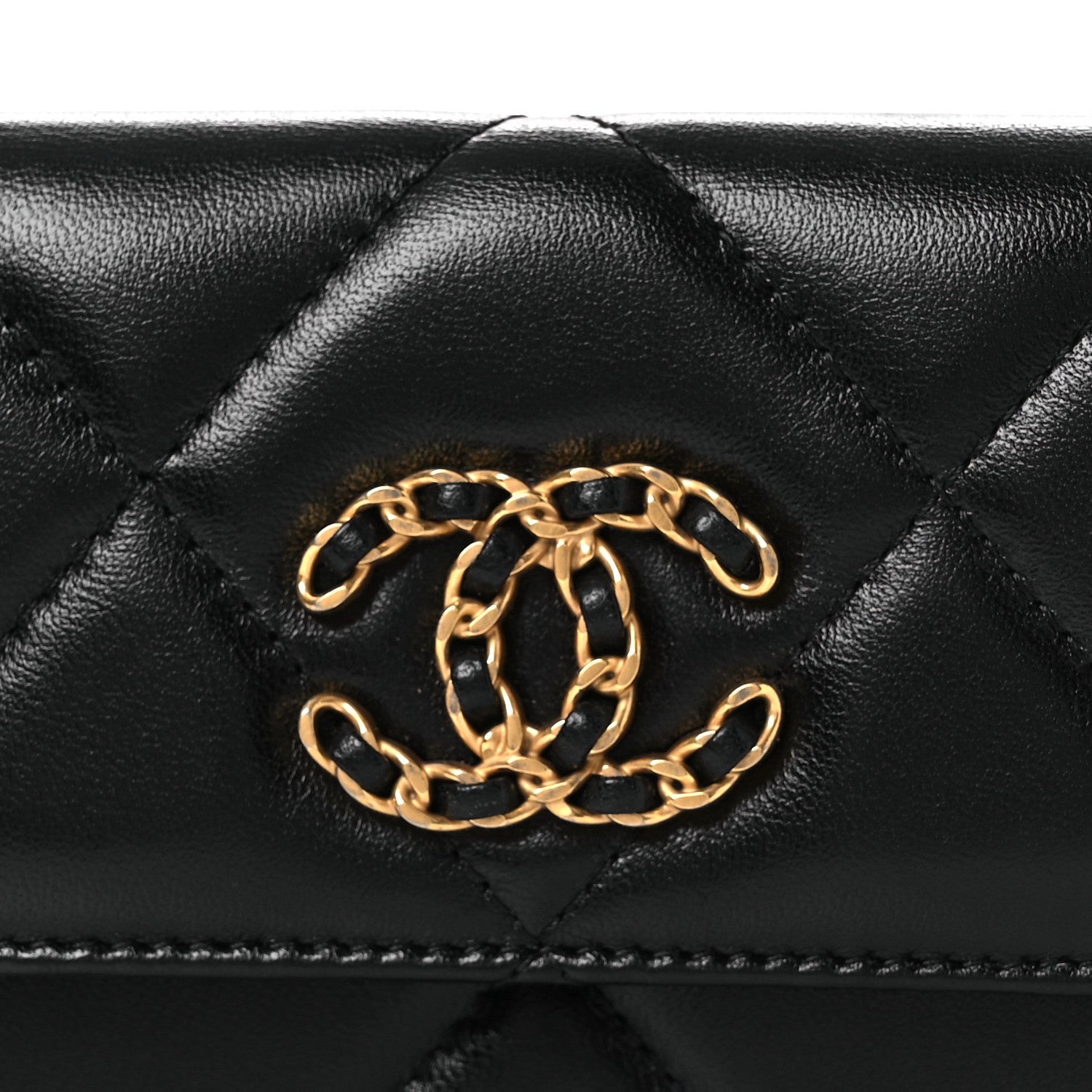 Lambskin Quilted Chanel 19 Flap Belt Bag Black