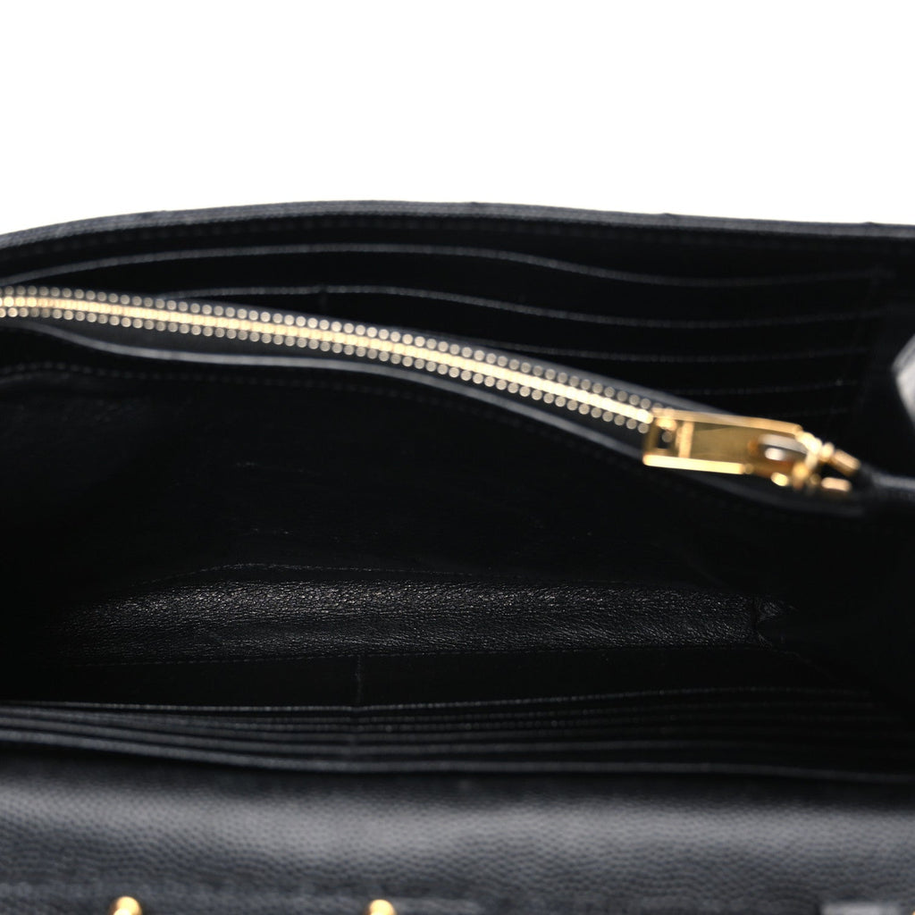 Grain De Poudre Matelasse Chevron Monogram Chain Wallet Black