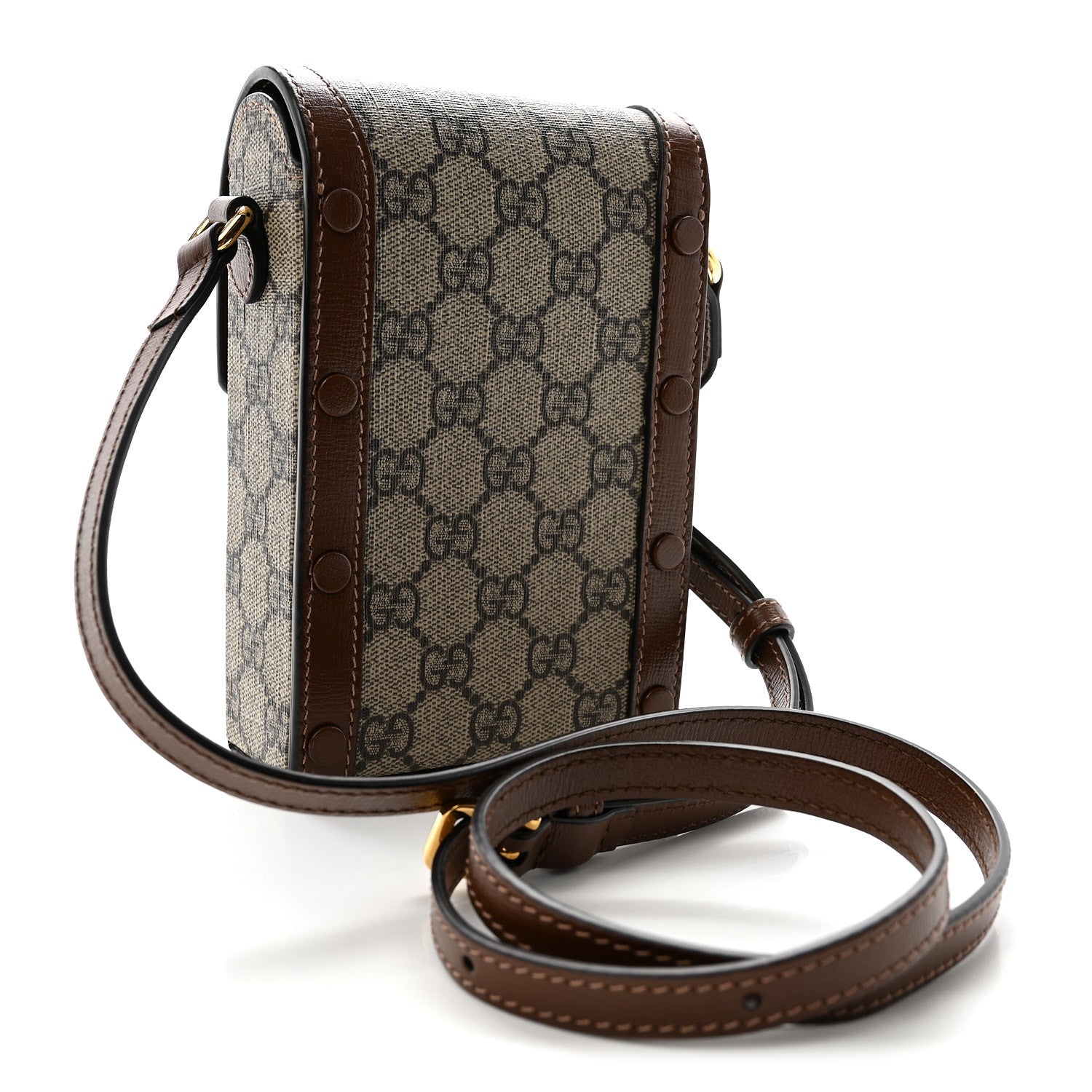 GG Supreme Monogram Mini Horsebit 1955 Crossbody Bag Beige Brown Sugar