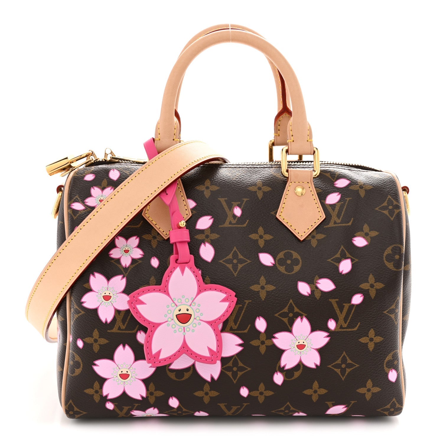 LV X TM Monogram Cherry Blossom Speedy Bandouliere 25 Sakura Brown