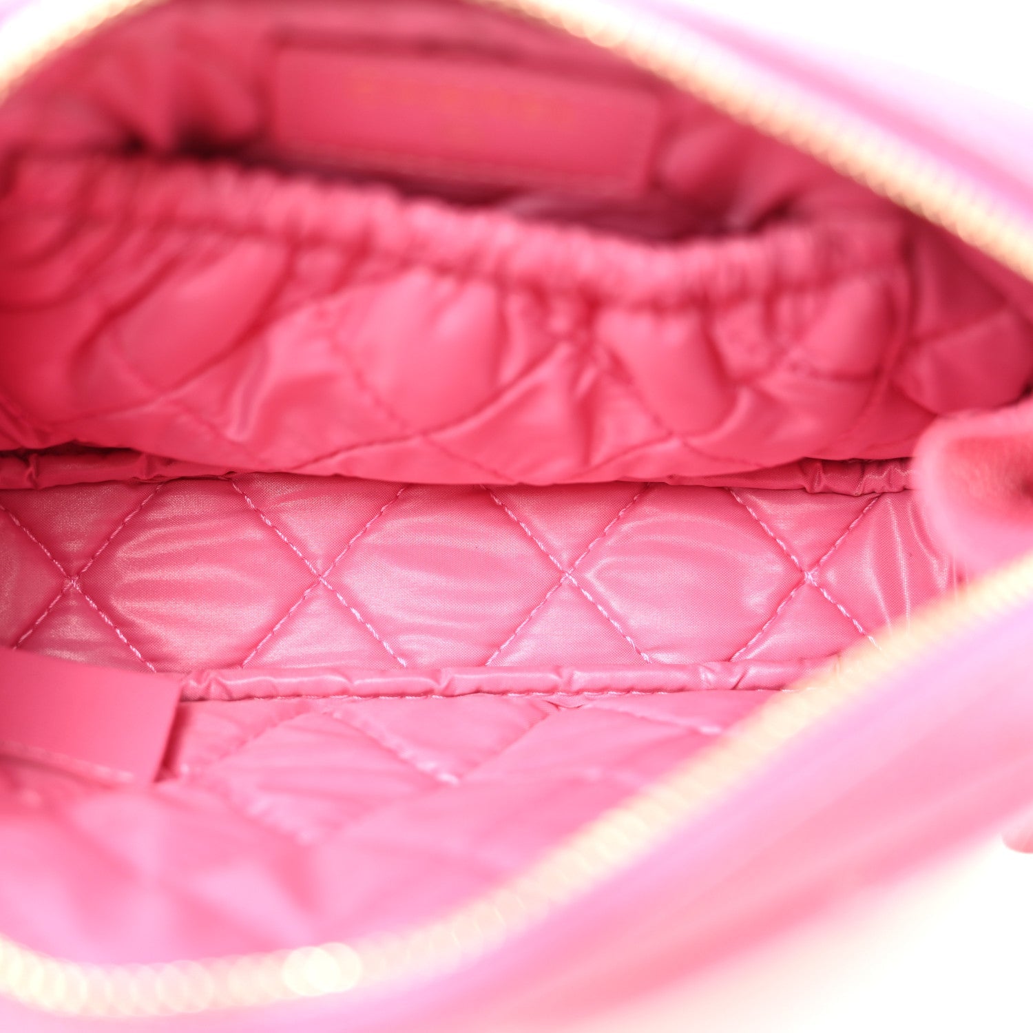 Caviar Quilted Small Curvy Pouch Cosmetic Case Pink