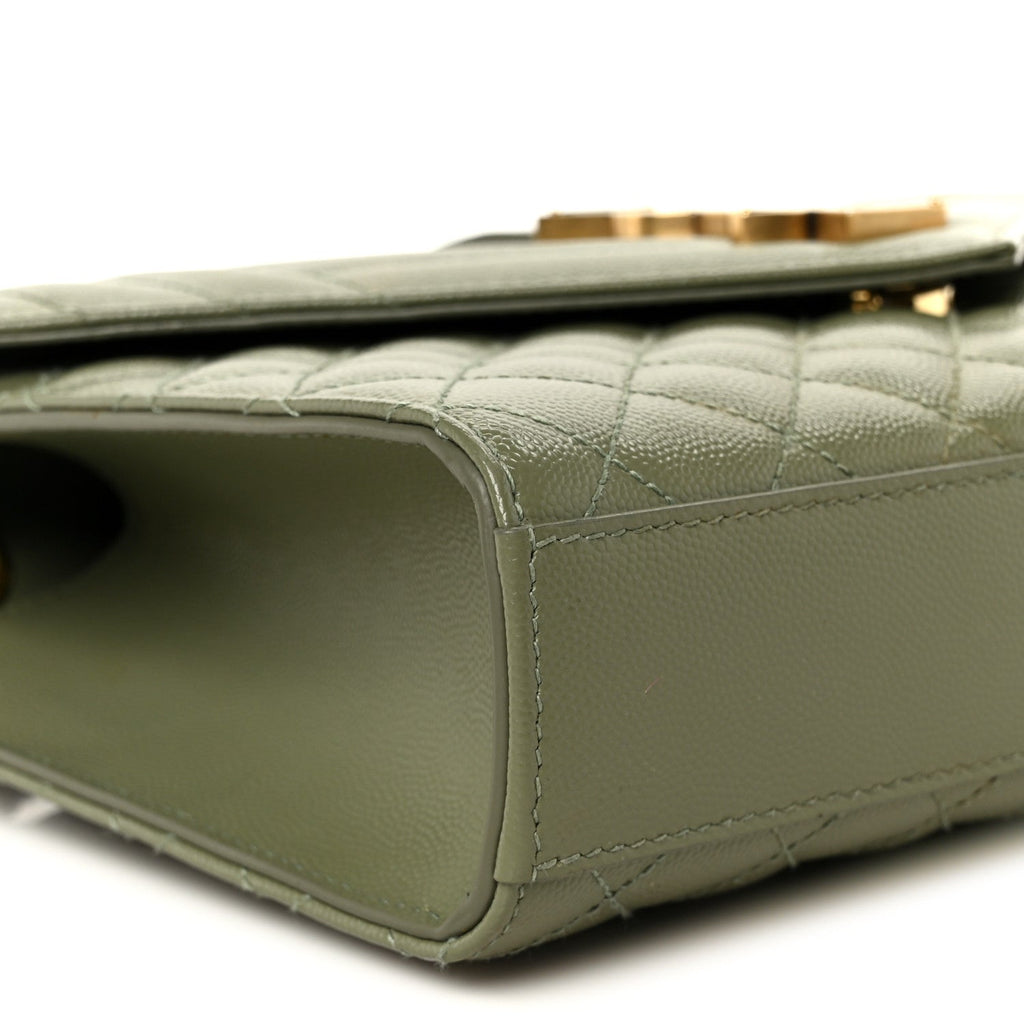 Grain De Poudre Textured Mixed Matelasse Triquilt Medium Monogram Satchel Light Sage