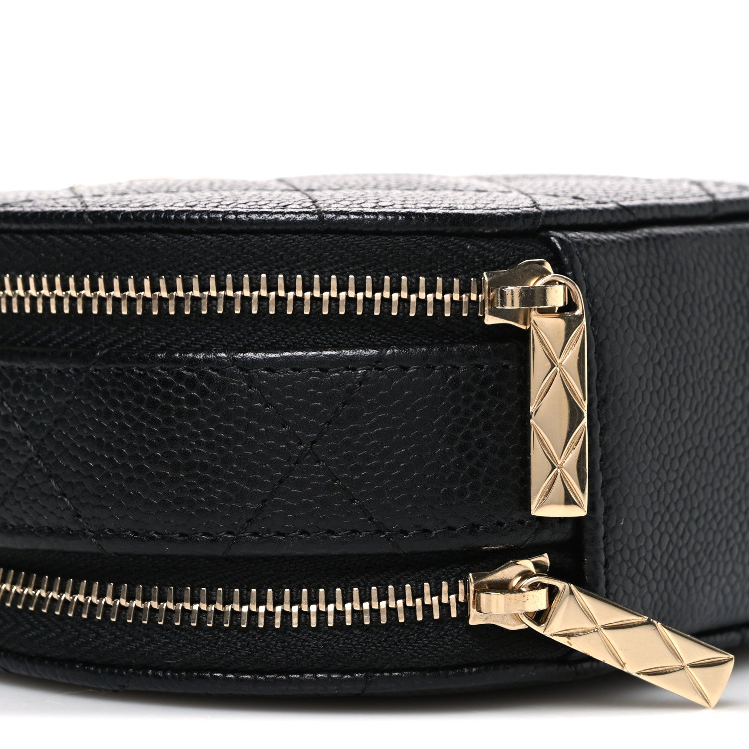 Caviar Quilted Round Handle With Care Vanity With Chain Black