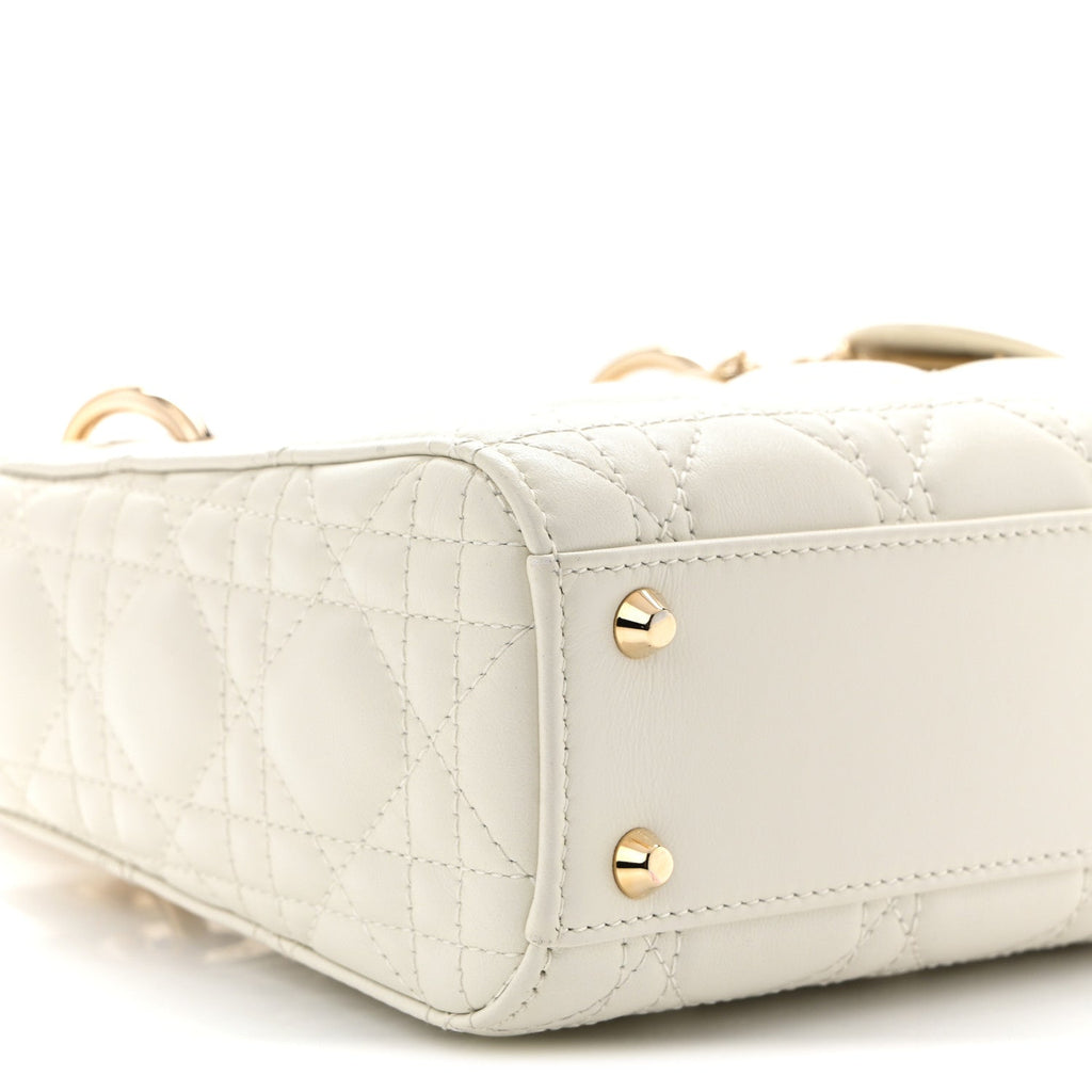 Lambskin Cannage Mini Lady Dior White
