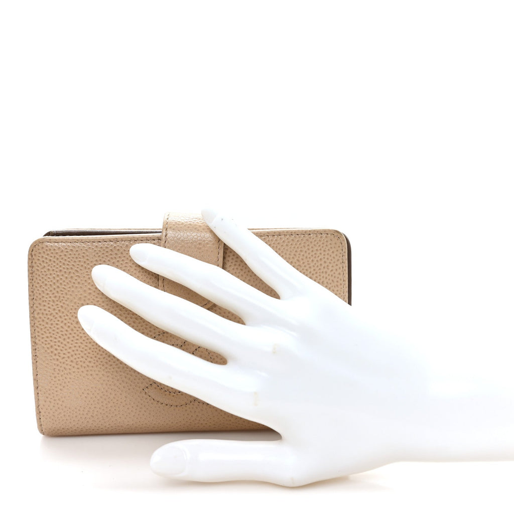 Caviar Timeless CC French Wallet Beige