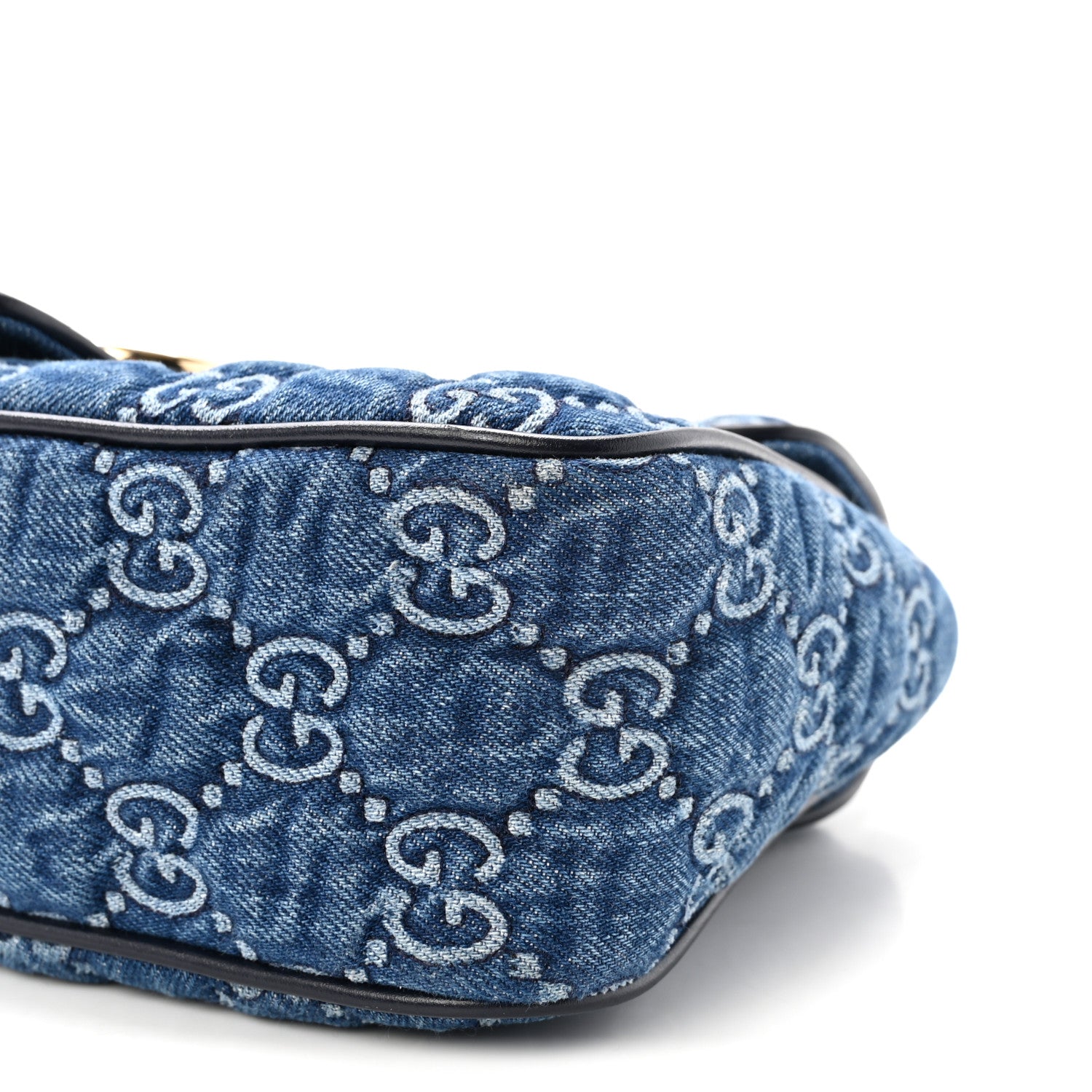 Denim Matelasse Small GG Marmont Shoulder Bag Blue