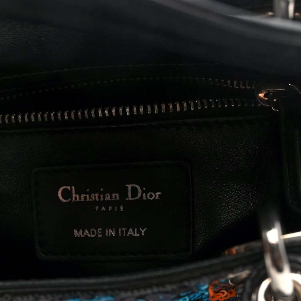 Sequin Lambskin Esprit Tokyo Mini Lady Dior Blue Multicolor