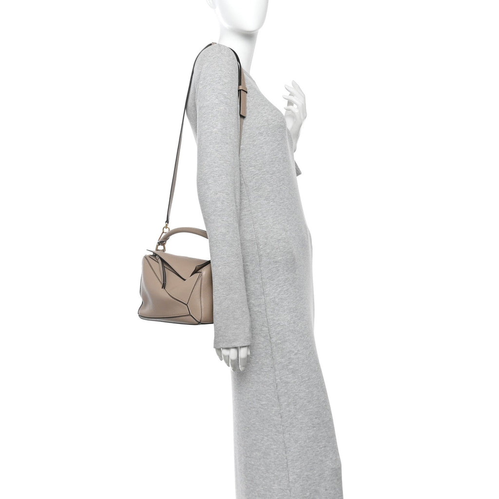 Grained Calfskin Small Puzzle Bag Sand