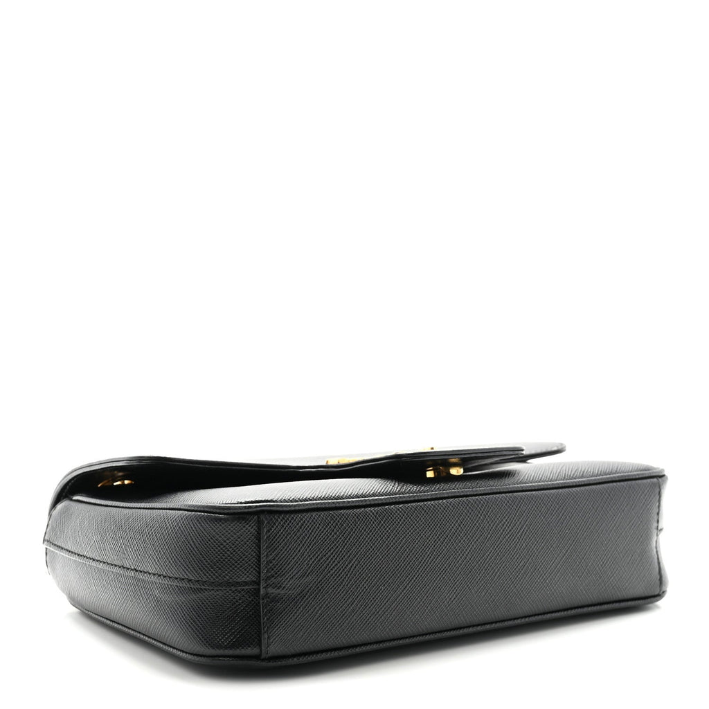 Saffiano Flap Shoulder Bag Black