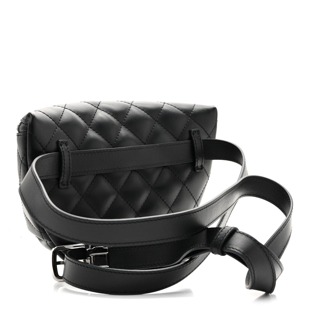 Calfskin Quilted Waist Belt Bag Black