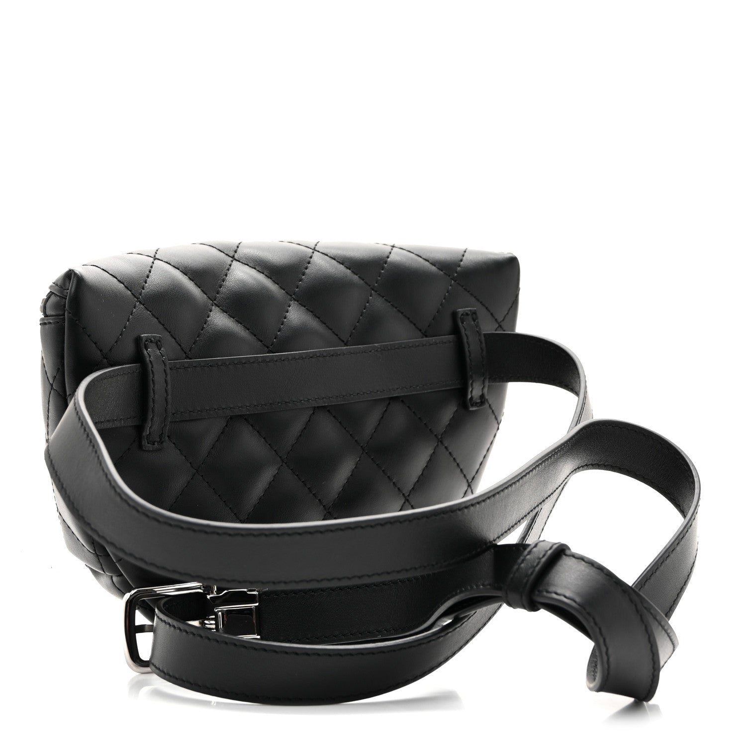 Calfskin Quilted Waist Belt Bag Black