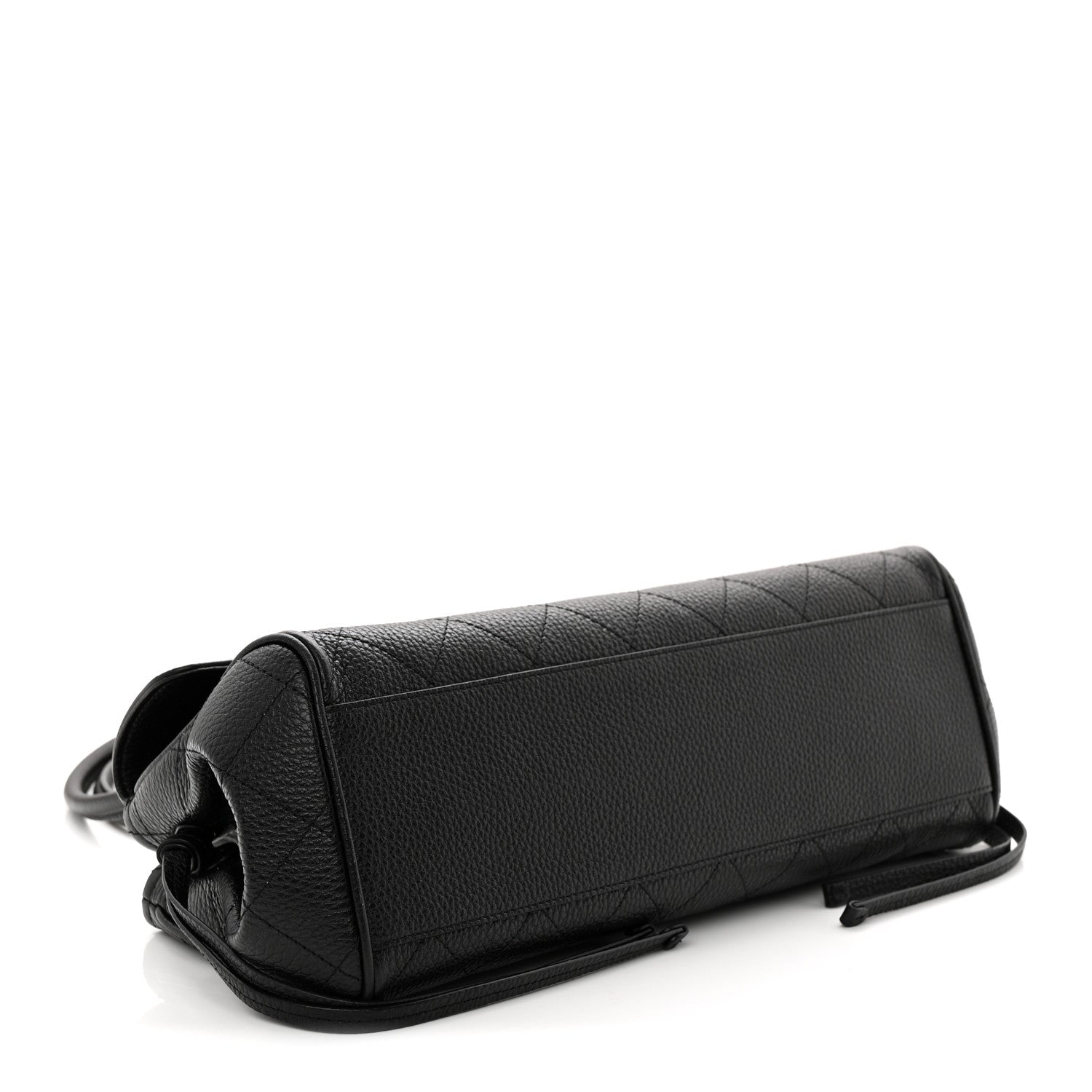 Grained Calfskin Stitched Urban Essentials Small Shopping Bag Black