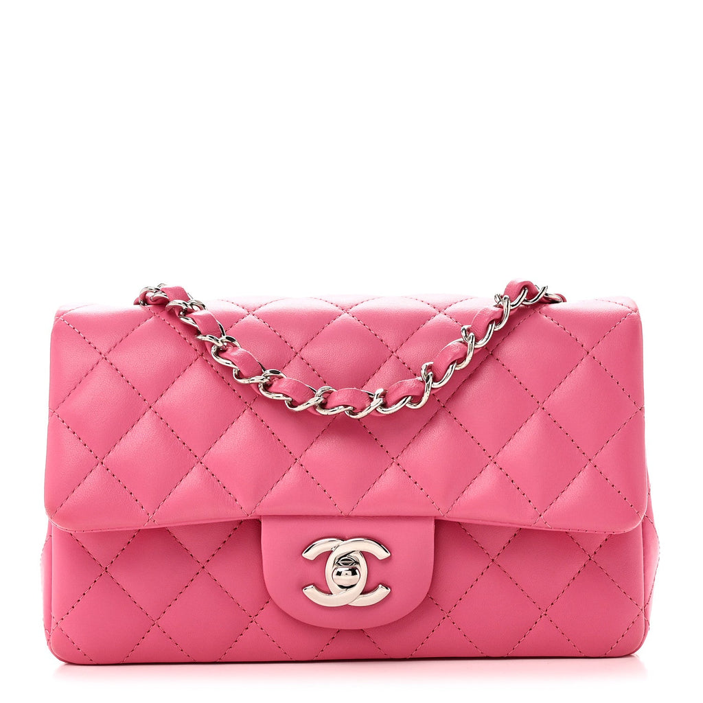 Lambskin Quilted Mini Rectangular Flap Pink