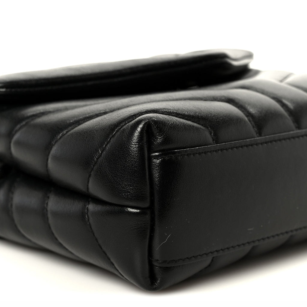 Calfskin Y Quilted Monogram Monochrome Toy Loulou Crossbody Bag Black