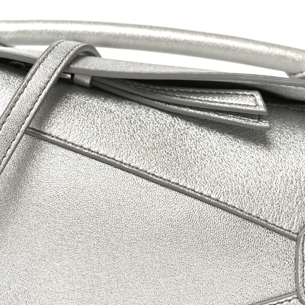 Laminated Lambskin Mini Puzzle Edge Bag Silver