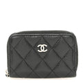 Caviar Quilted Zip Coin Purse Black