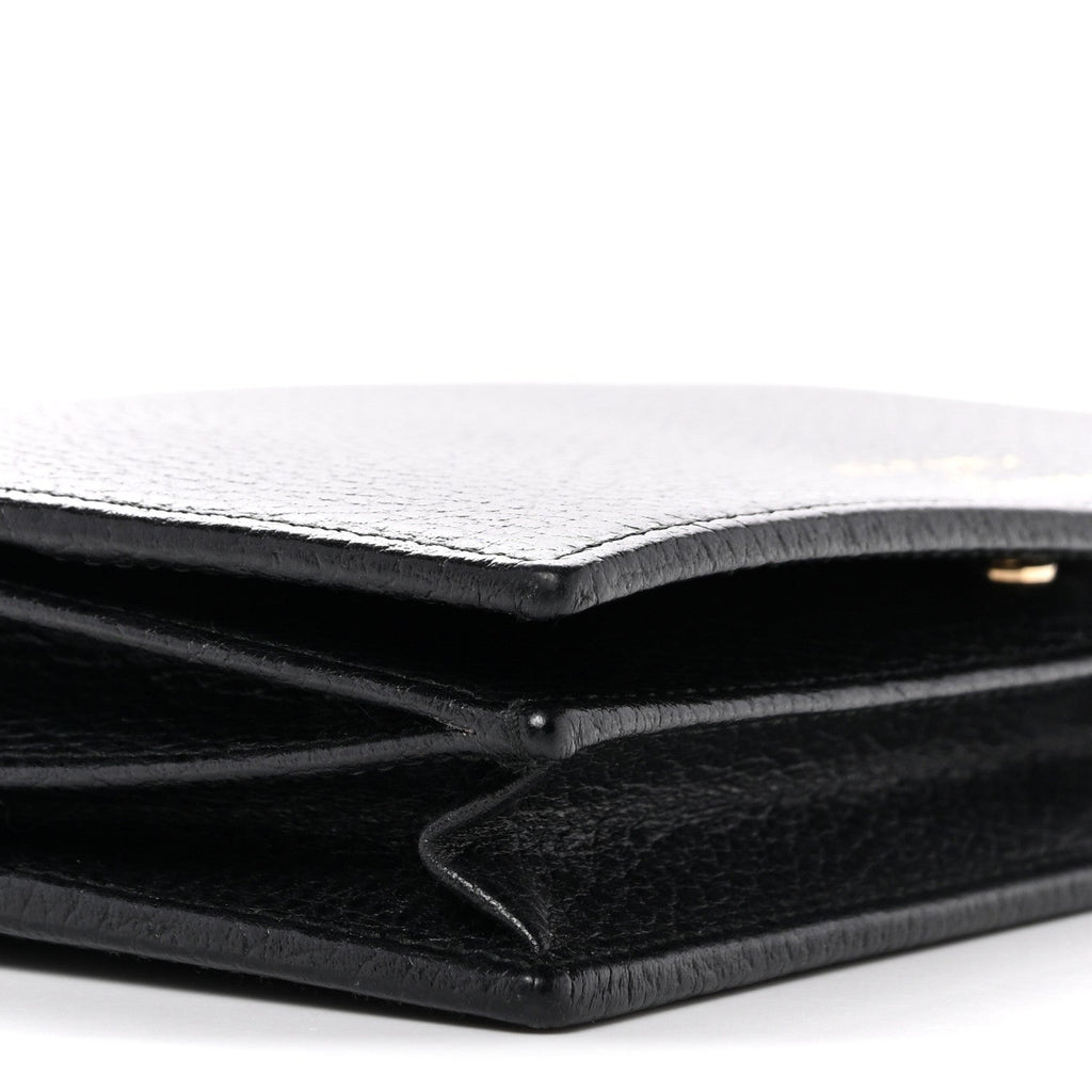 Dollar Calfskin Mini Swing Wallet Bag Black