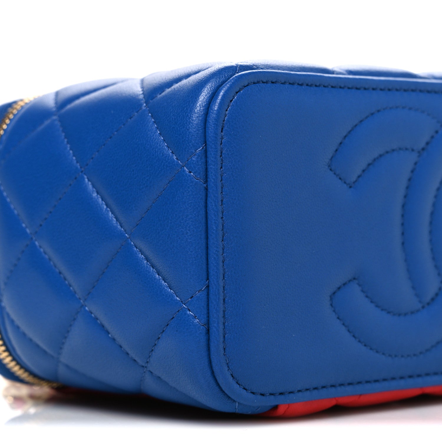 Lambskin Quilted Superhero Top Handle Long Vanity Blue Red Yellow