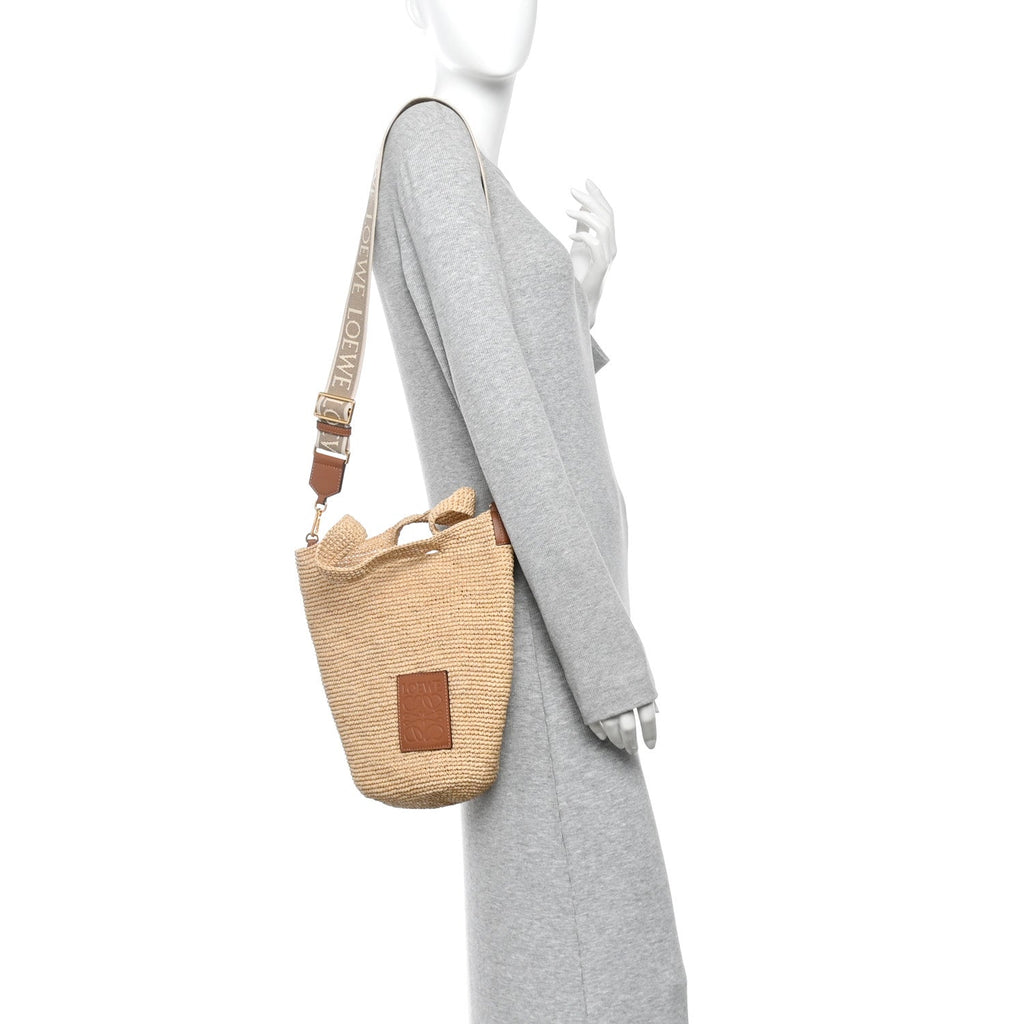 Raffia Mini Slit Tote Bag Natural Tan