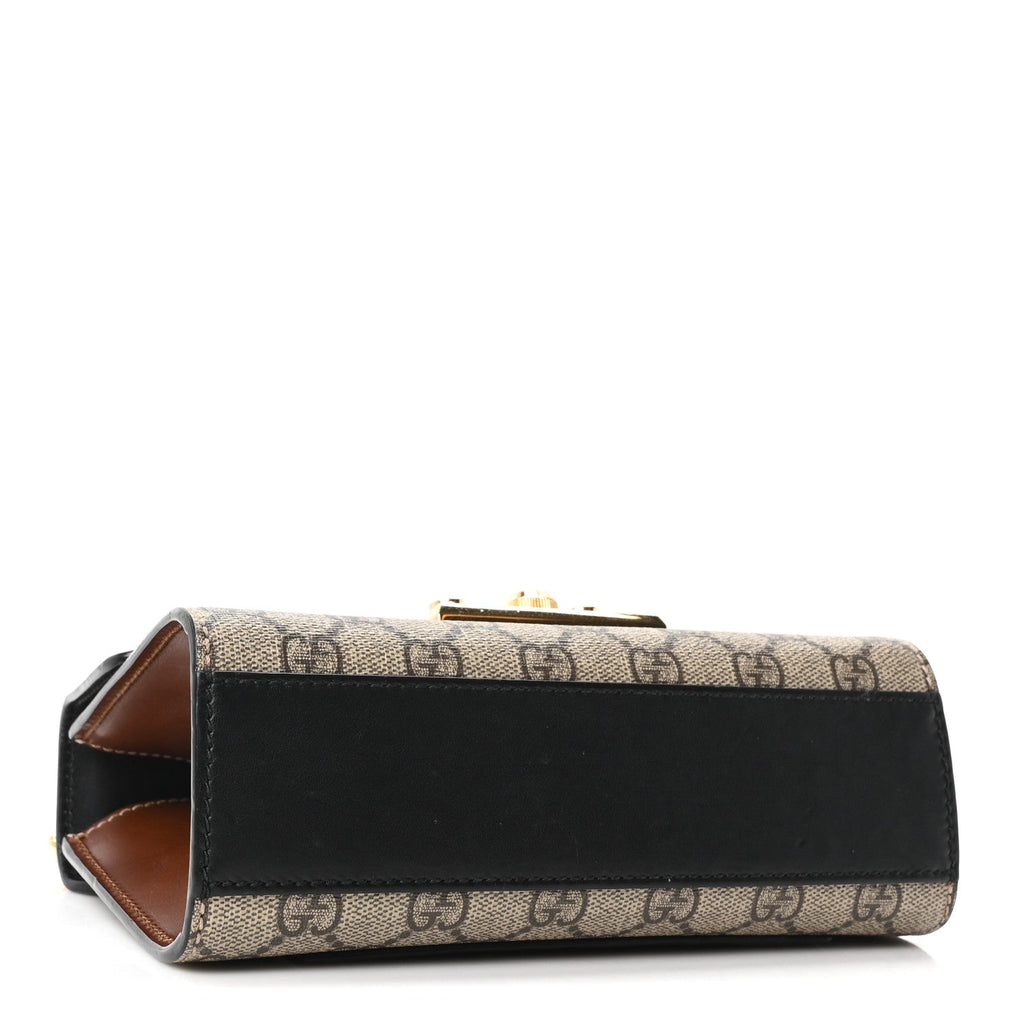GG Supreme Monogram Calfskin Small Padlock Shoulder Bag Beige Black Cuir