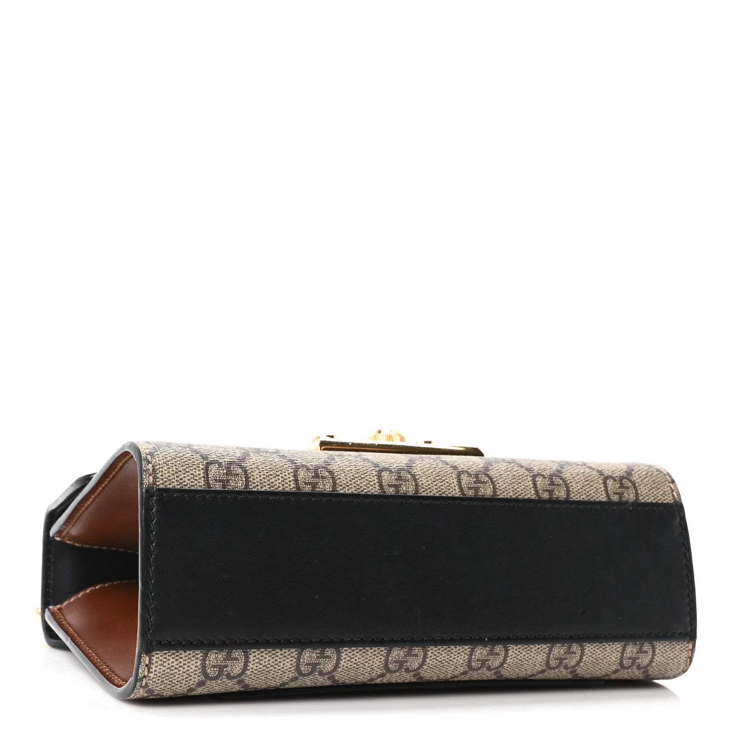 GG Supreme Monogram Calfskin Small Padlock Shoulder Bag Beige Black Cuir