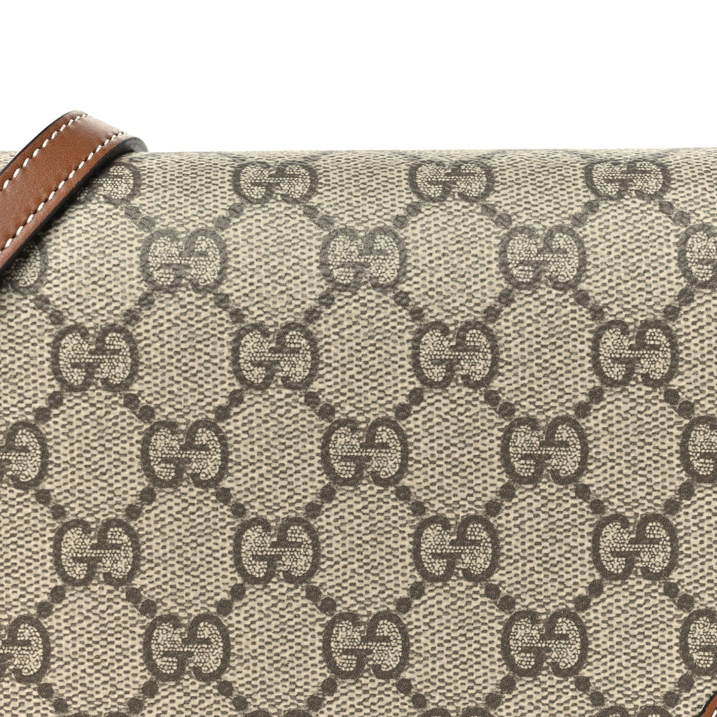 GG Emblem Monogram Wallet With Strap Beige Brown