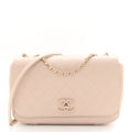 Calfskin Stitched Medium Covered CC Flap Bag Beige