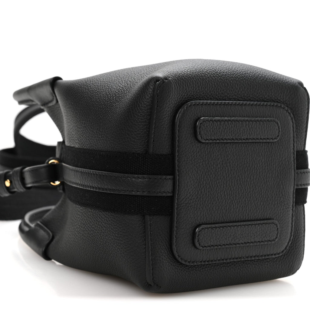 Grained Calfskin Micro Bale Bag Black