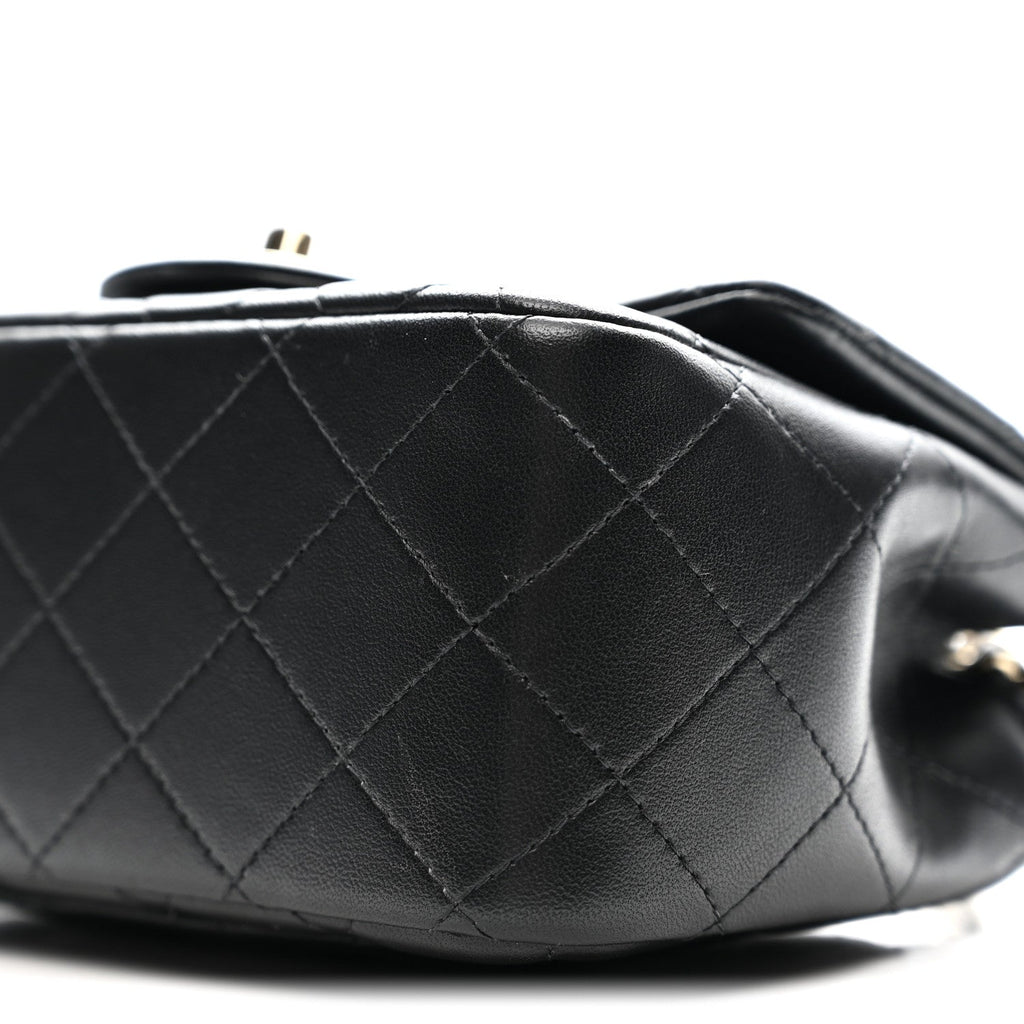Lambskin Quilted Mini Square Flap Black