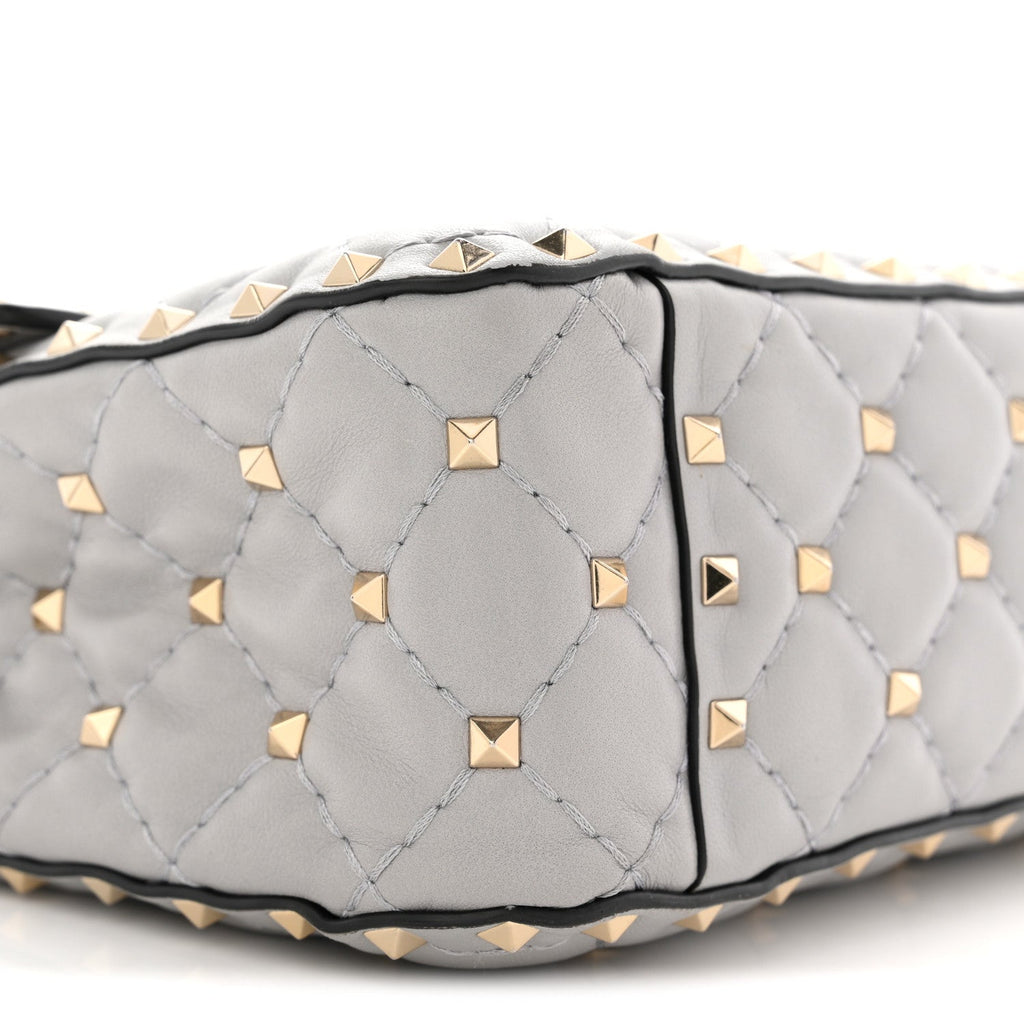 Nappa Medium Rockstud Spike Shoulder Bag Pastel Grey