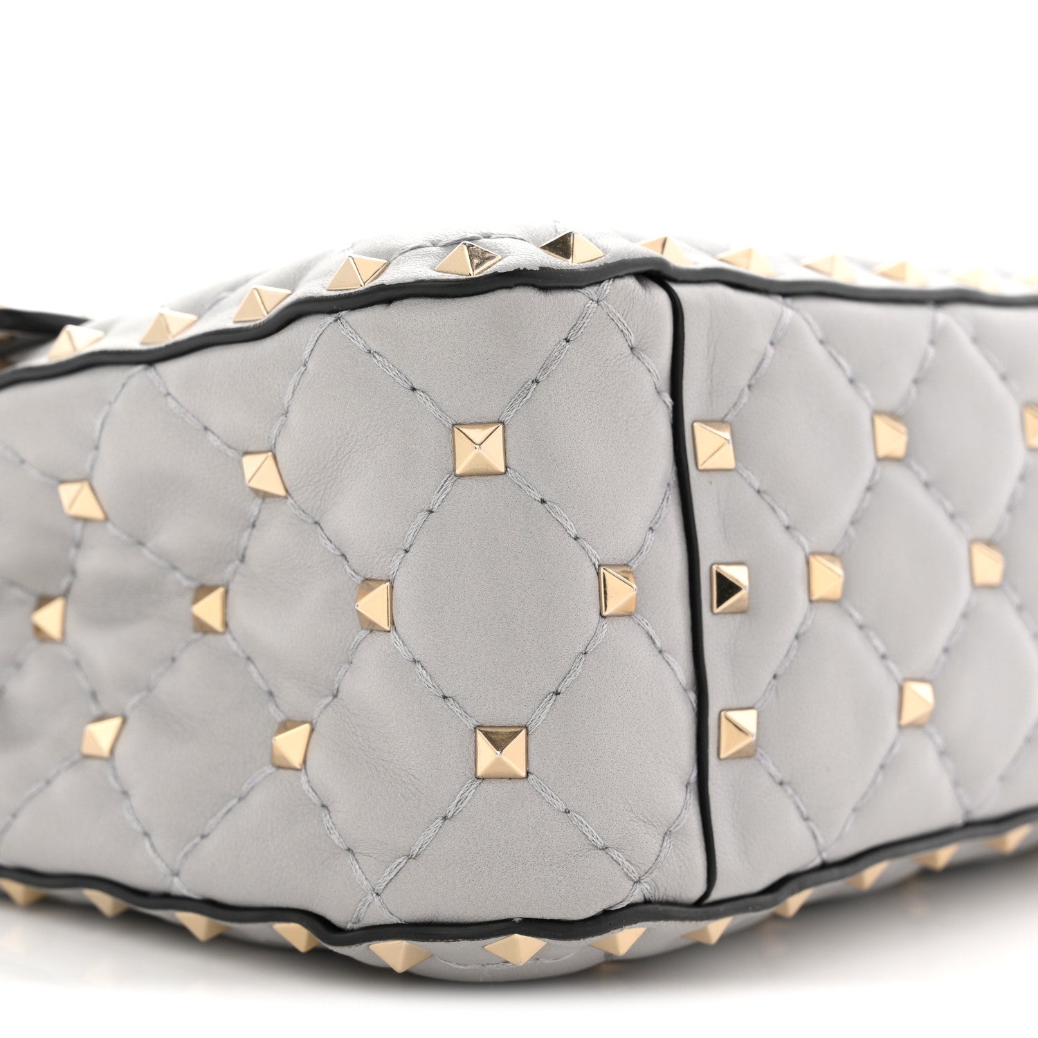 Nappa Medium Rockstud Spike Shoulder Bag Pastel Grey