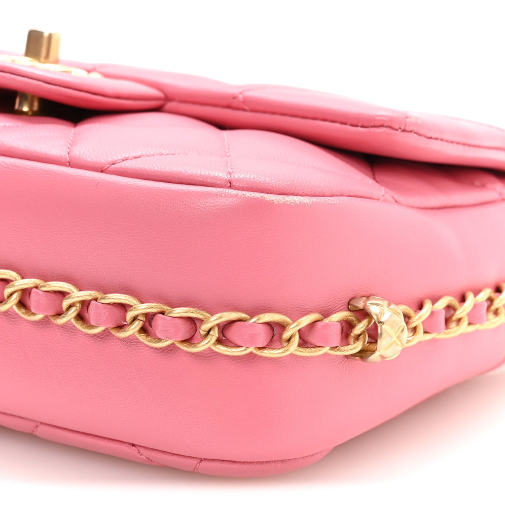 Lambskin Quilted CC Small Dynasty Flap Pink