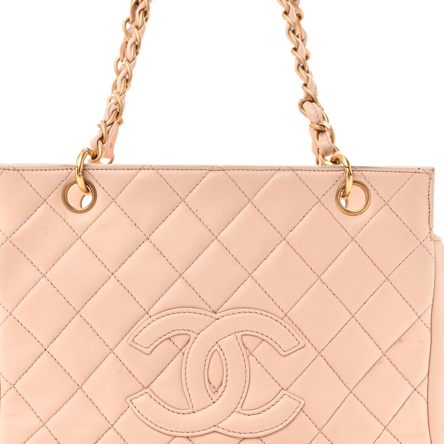 Lambskin Quilted Petit Timeless Shopping Tote PTT Beige