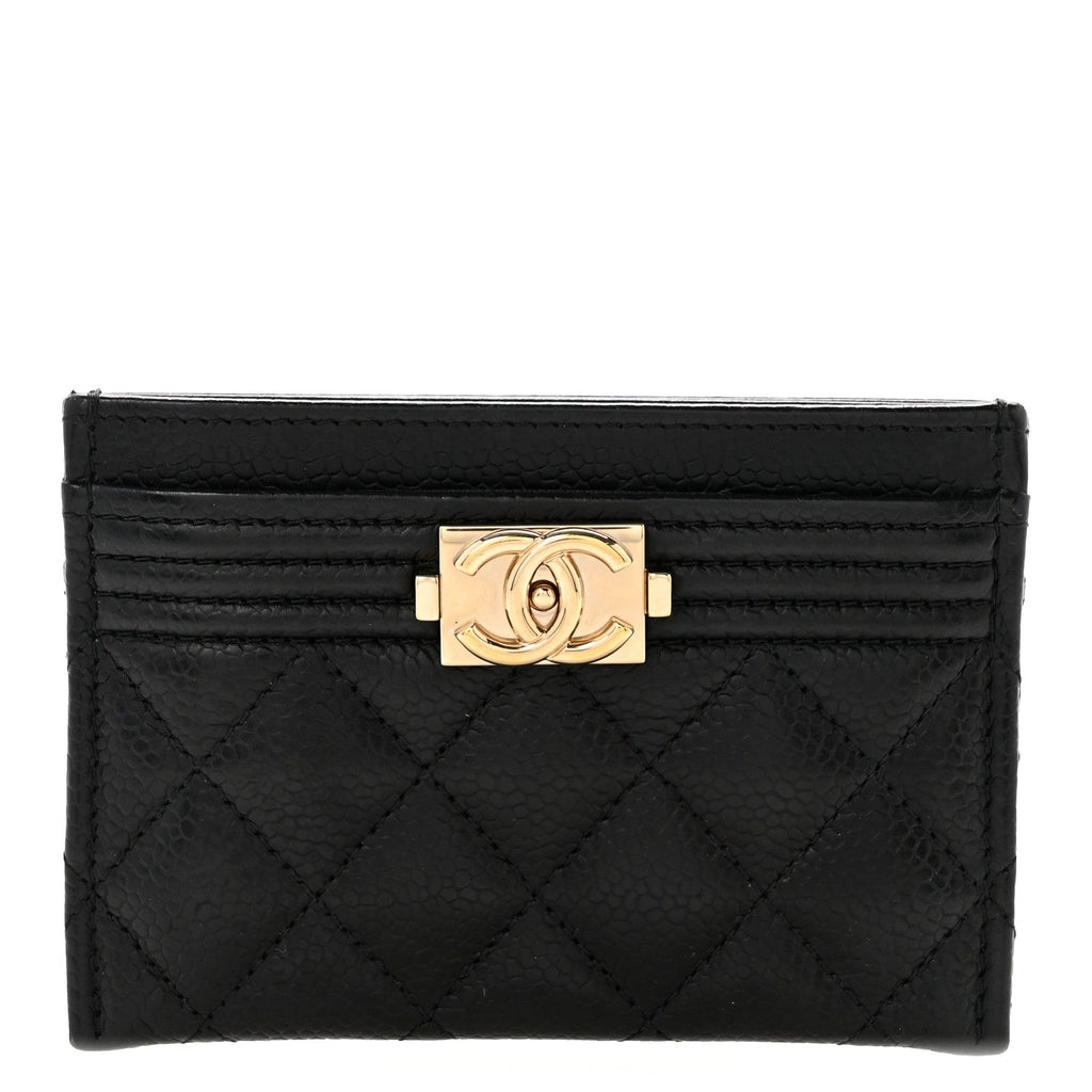 Caviar Quilted Boy Card Holder Black