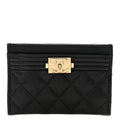 Caviar Quilted Boy Card Holder Black