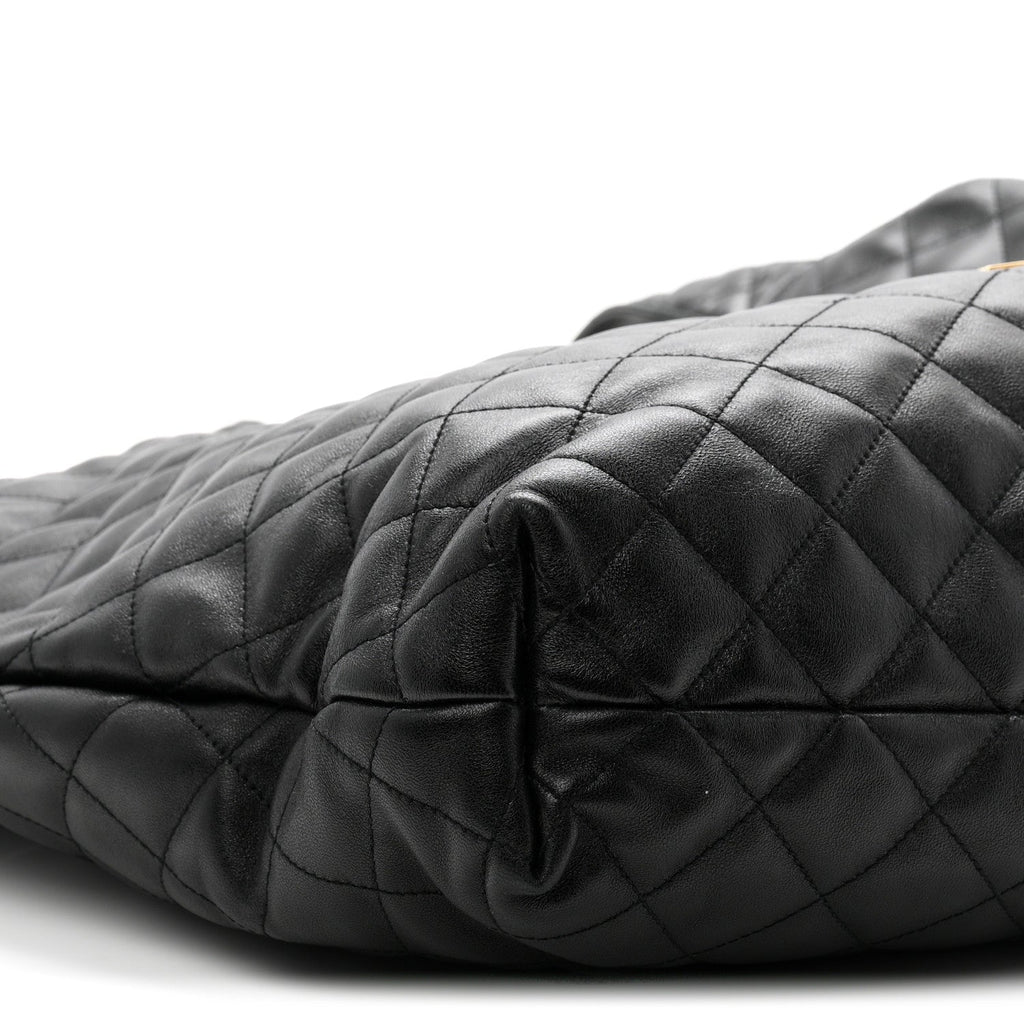 Lambskin Quilted Maxi Icare Shopping Tote Black