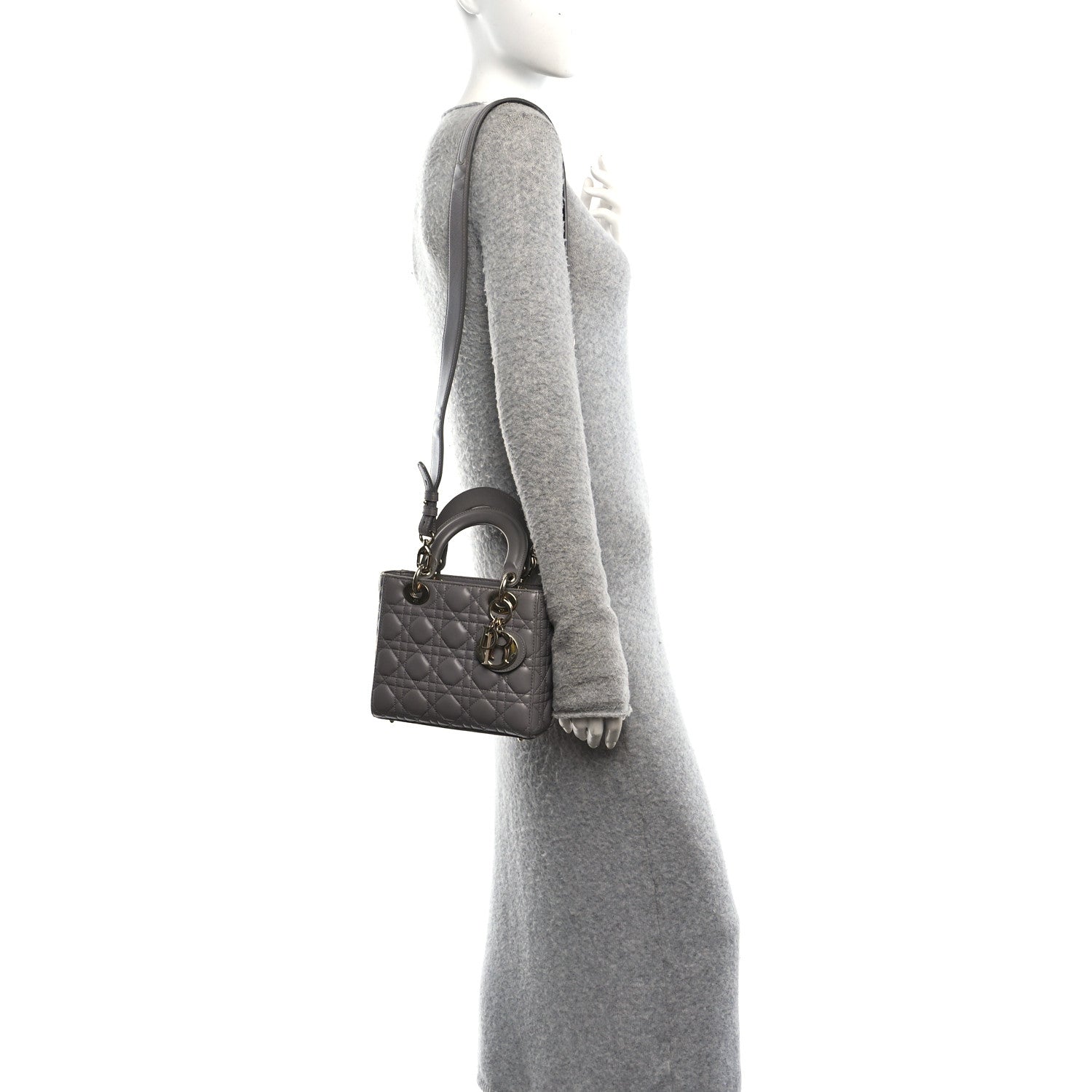 Lambskin Cannage Small My ABCDior Lady Dior Grey