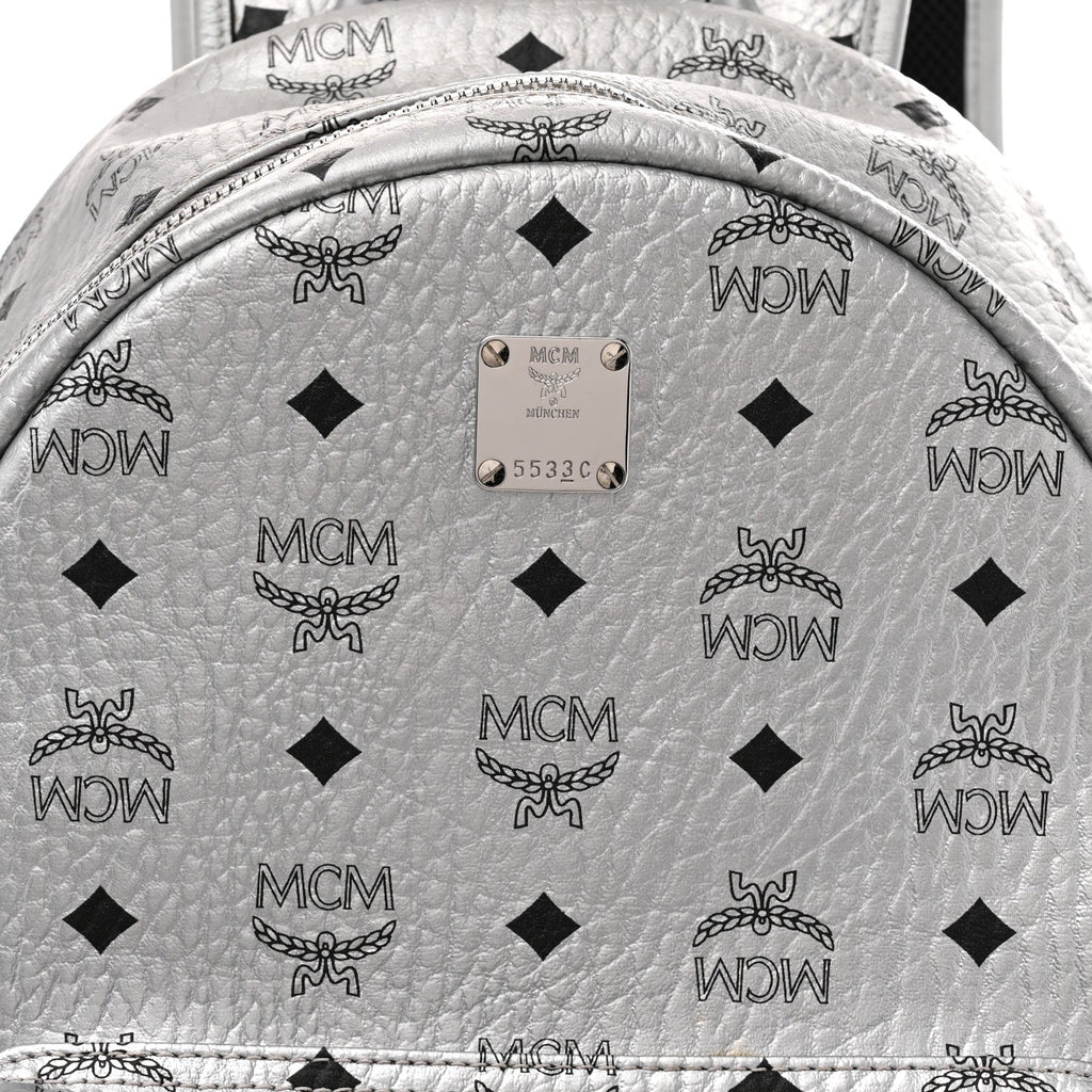 Metallic Visetos Medium Side Stud Stark Backpack Berlin Silver
