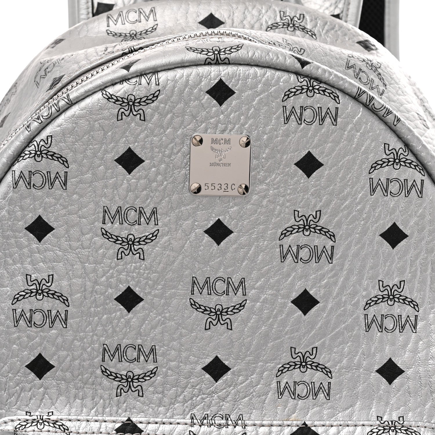 Metallic Visetos Medium Side Stud Stark Backpack Berlin Silver
