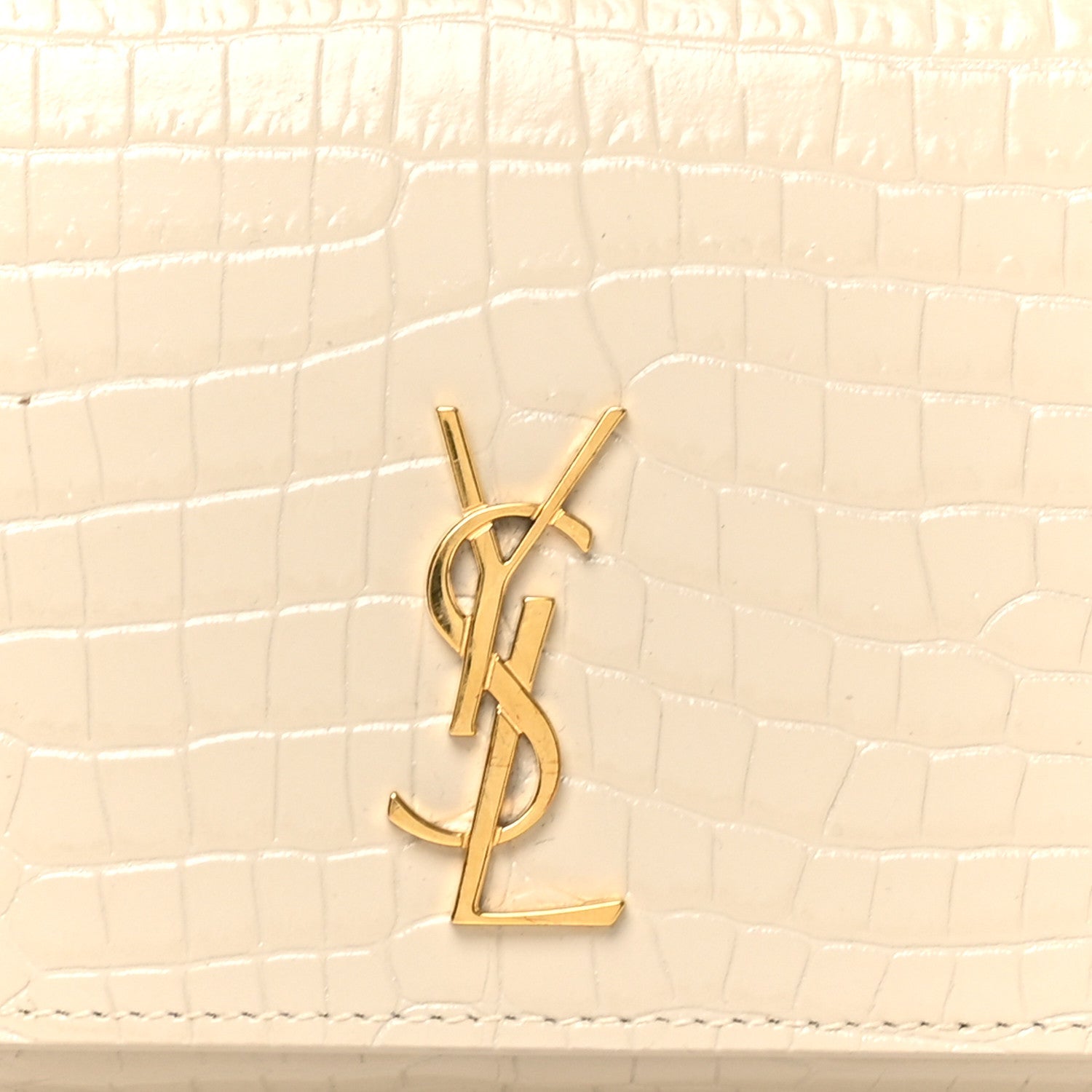 Crocodile Embossed Monogram Phone Holder Crossbody Blanc Vintage