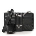 Soft Calfskin Impunture Diagramme Large Chain Flap Shoulder Bag Black