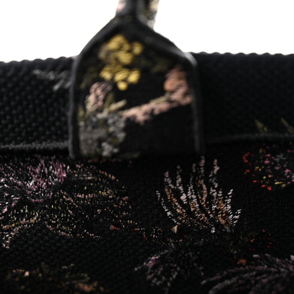 Canvas Jardin Botanique Embroidered Large Book Tote Black Multicolor