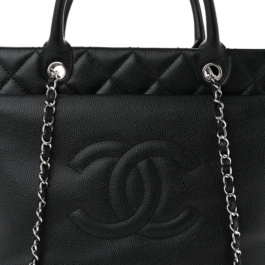 Soft Caviar CC Medium Top Handle Tote Black