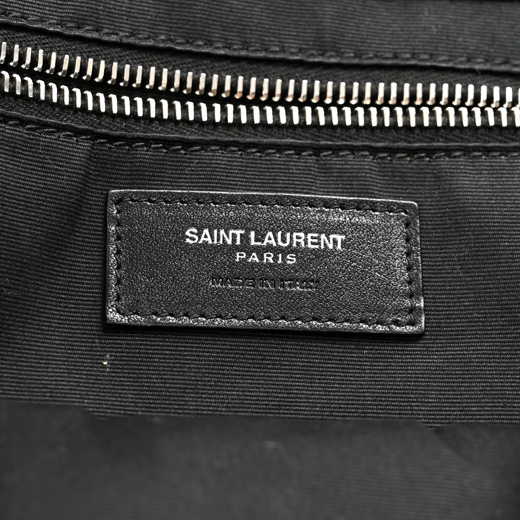 Raffia Linen Calfskin Small Rive Gauche Tote Black
